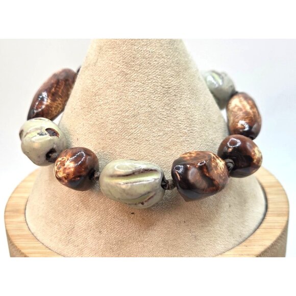 Glass Asymmetrical Tumbled Beads On Adjustable Cord - Picture 1 of 3